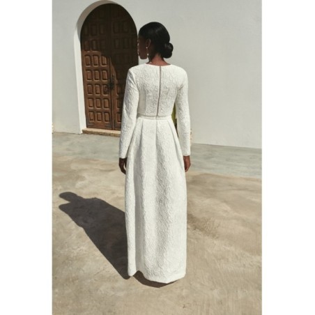 Conjunto de Top  brocado y falda larga de flores blanco para boda civil