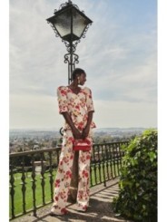 Pantalón Palazzo lino beige bordado flores  para invitada boda