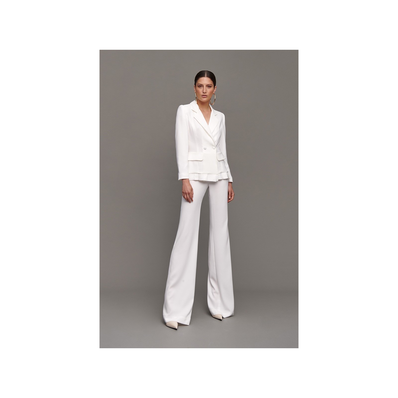 traje blanco dos piezas para novia boda civil o invitada fiesta
