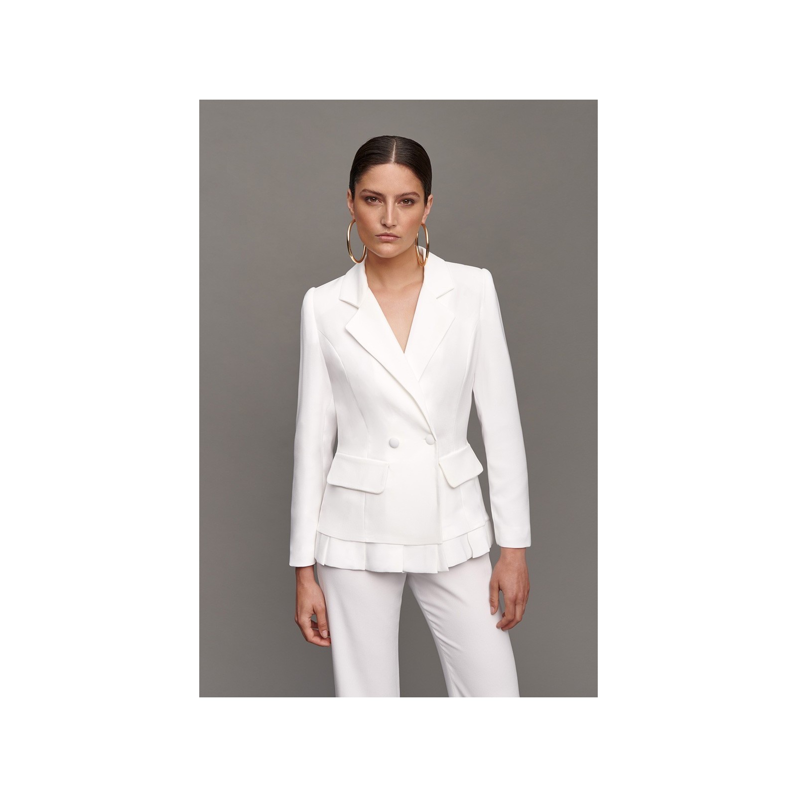 traje blanco dos piezas para novia boda civil o invitada fiesta