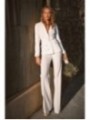Traje chaqueta y pantalón blanco lazos joya Leonor