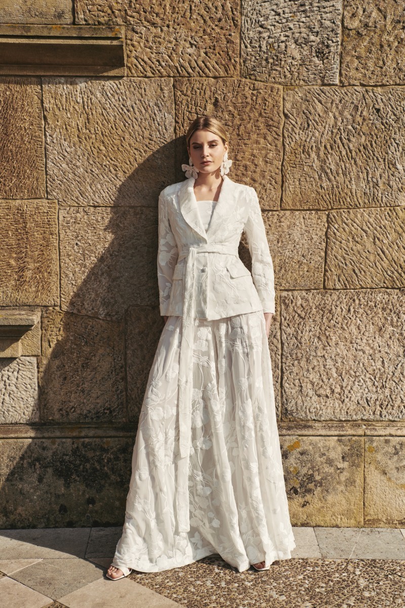 Blazer gasa bordada blanca Alaia