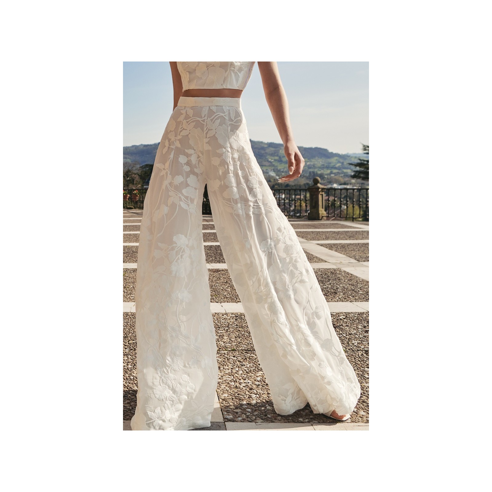falda pantalon gasa bordad blanco novia civil mama de comunion