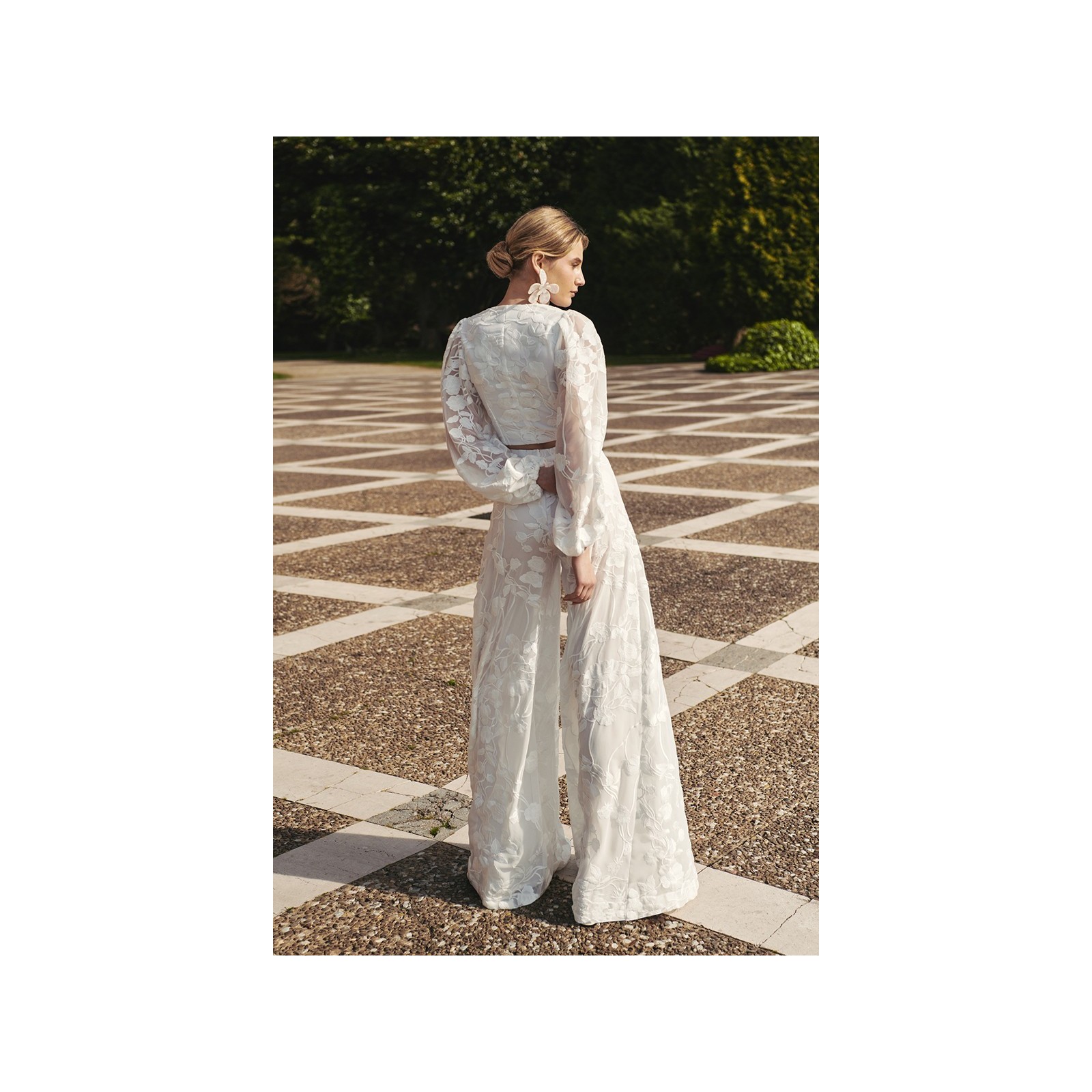 falda pantalon gasa bordad blanco novia civil mama de comunion