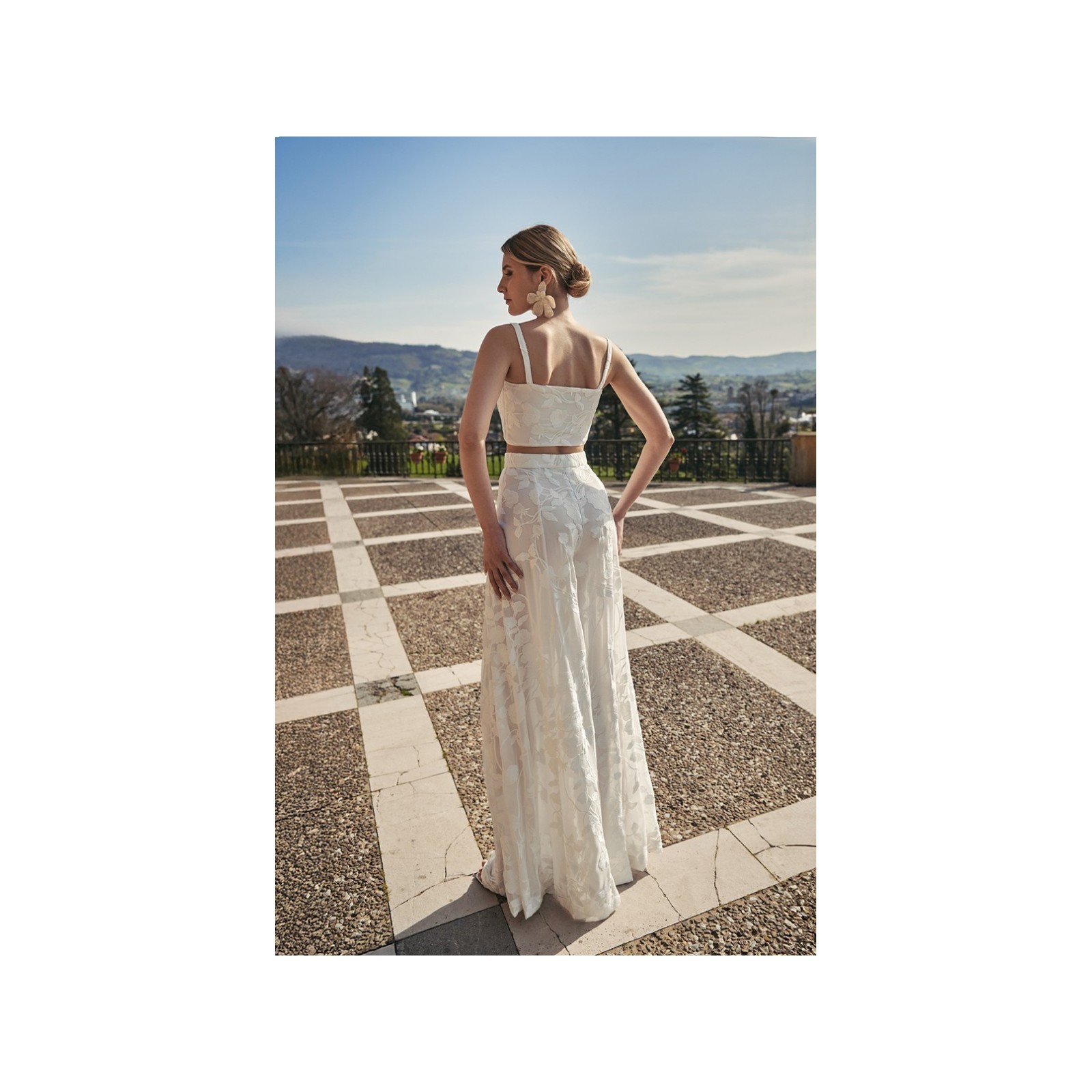 falda pantalon gasa bordad blanco novia civil mama de comunion