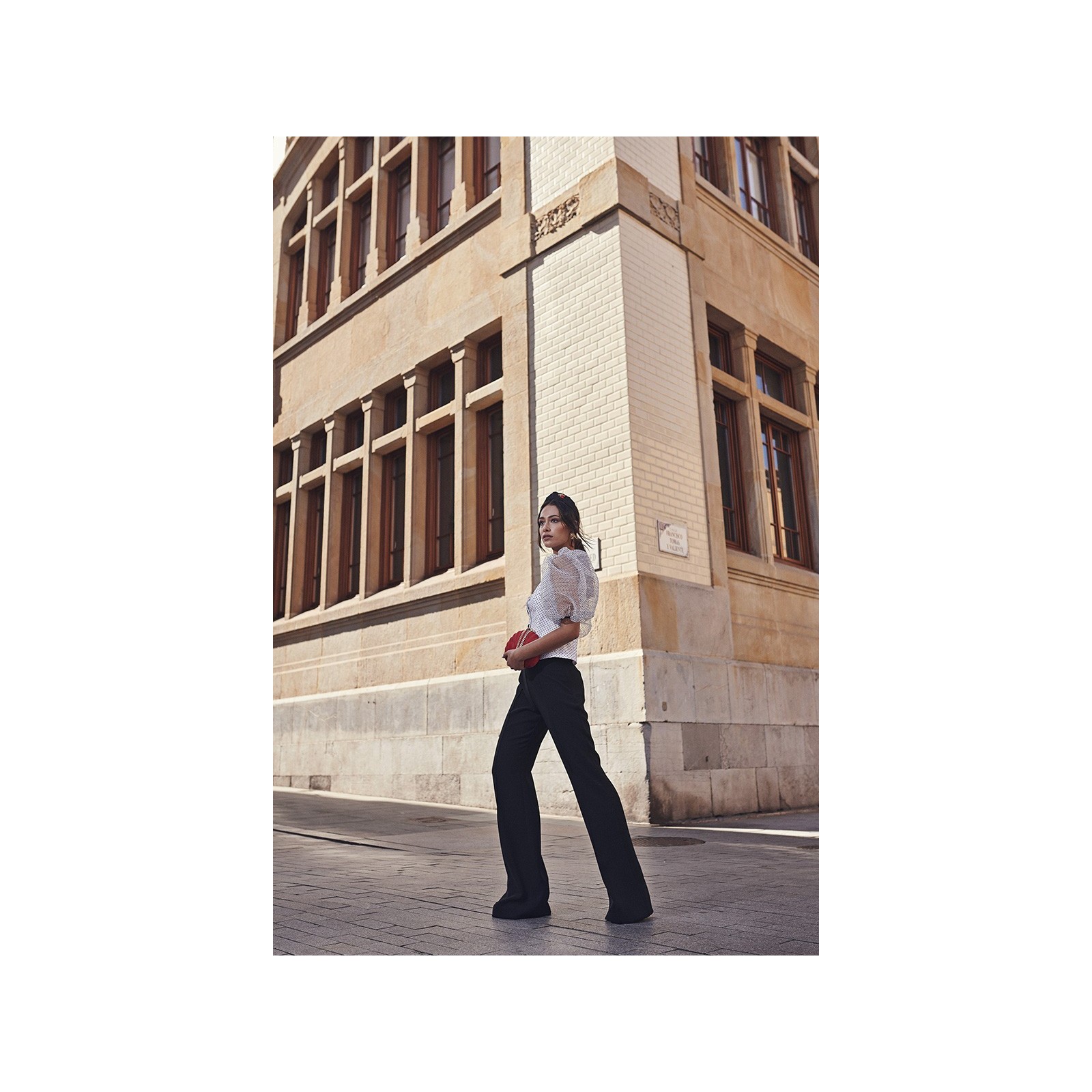 Pantalon palazzo negro con talle alto