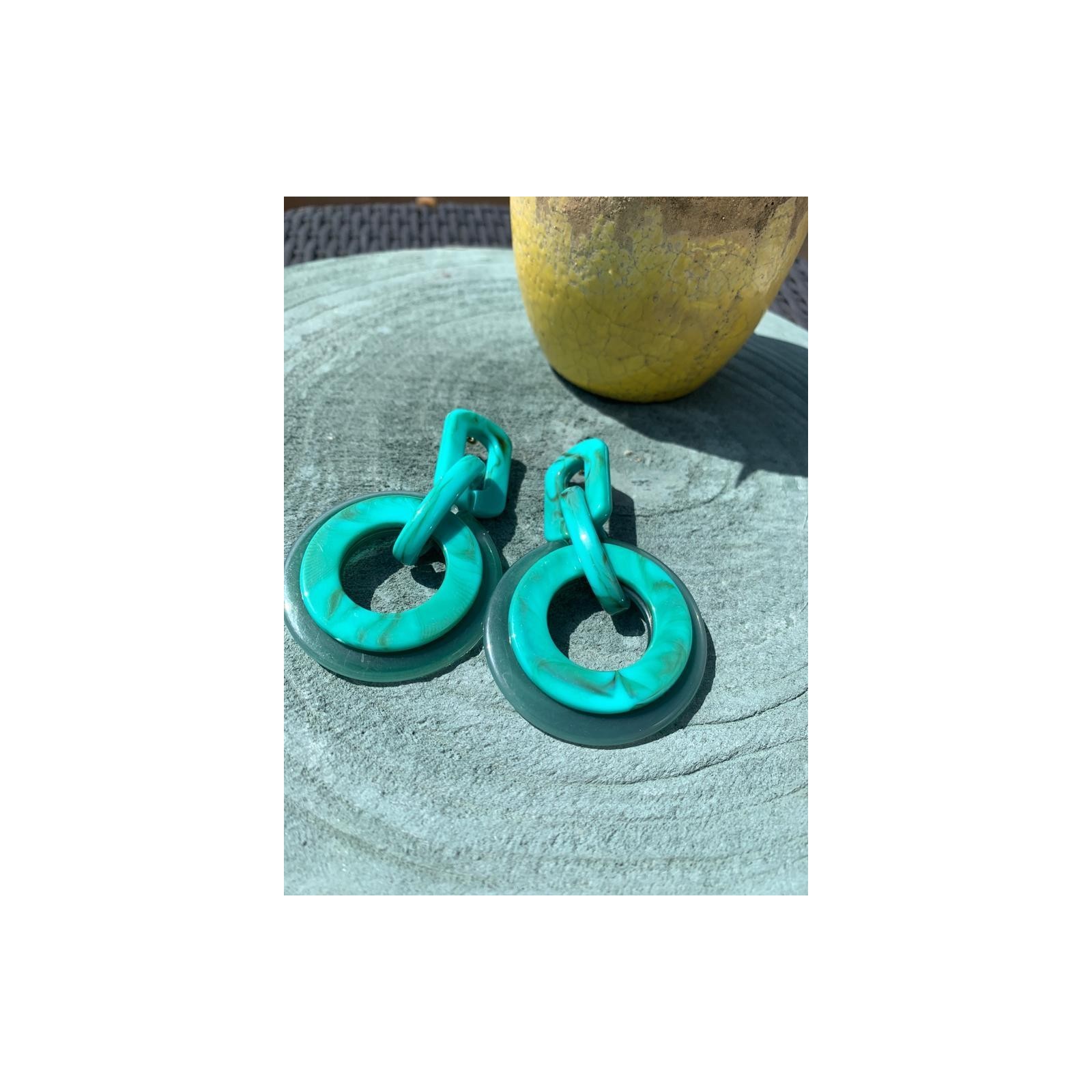 pendientes verde agua circulares