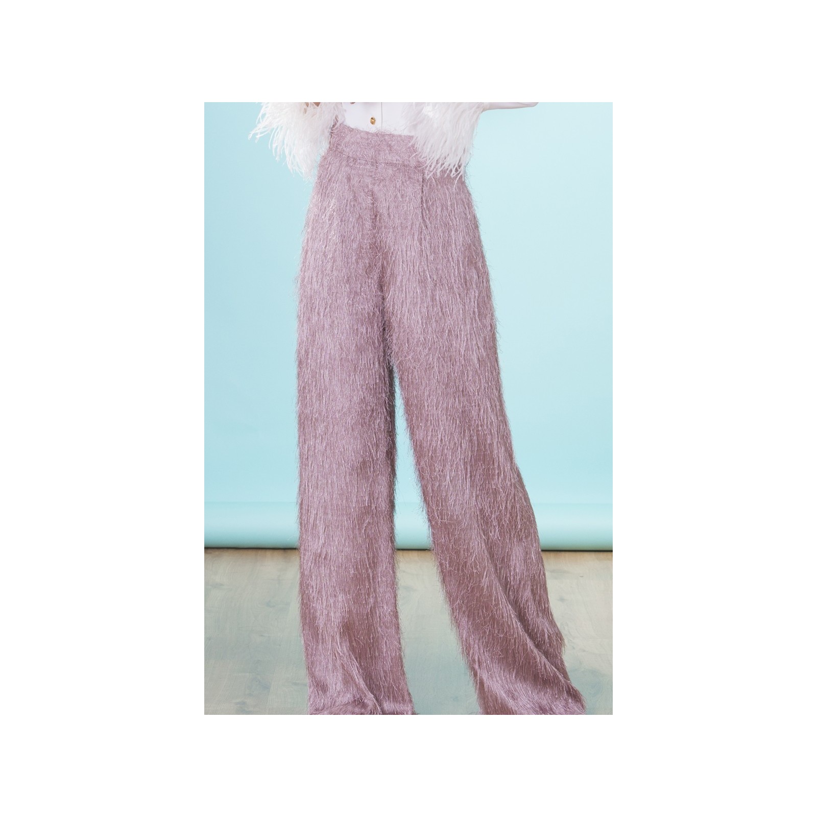Pantalon palazzo rosa palo de flecos para invitadas