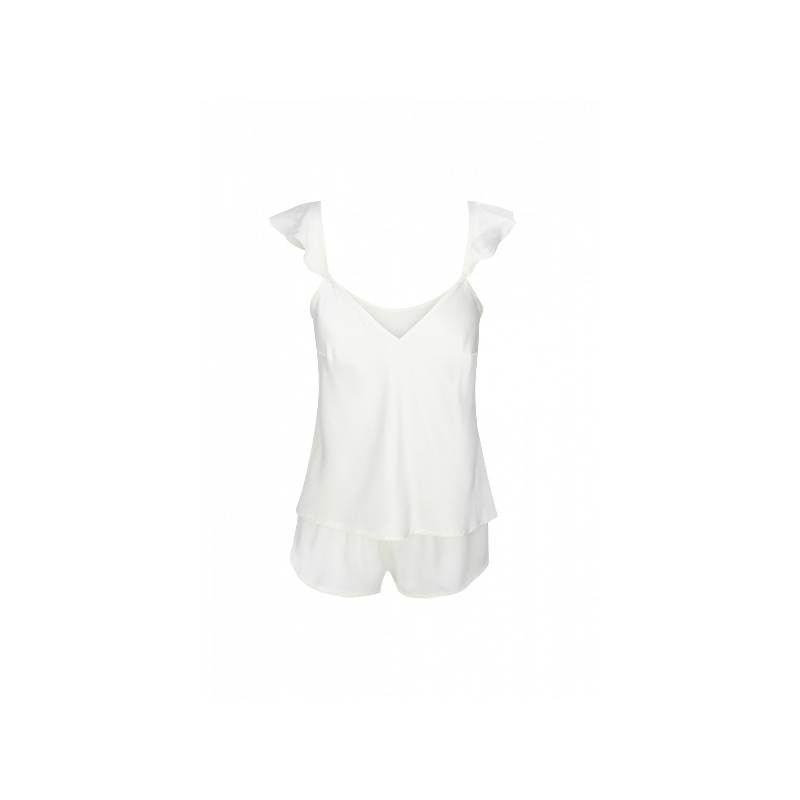 conjunto top y short blanco con volante blanco