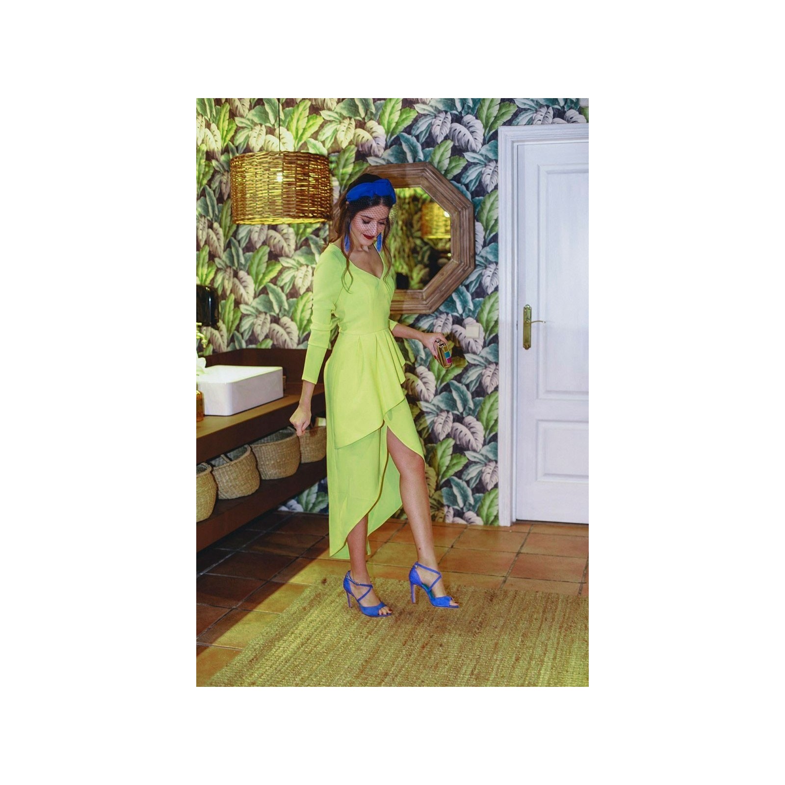 Vestido Midi Amarillo  Peplum Adrienne