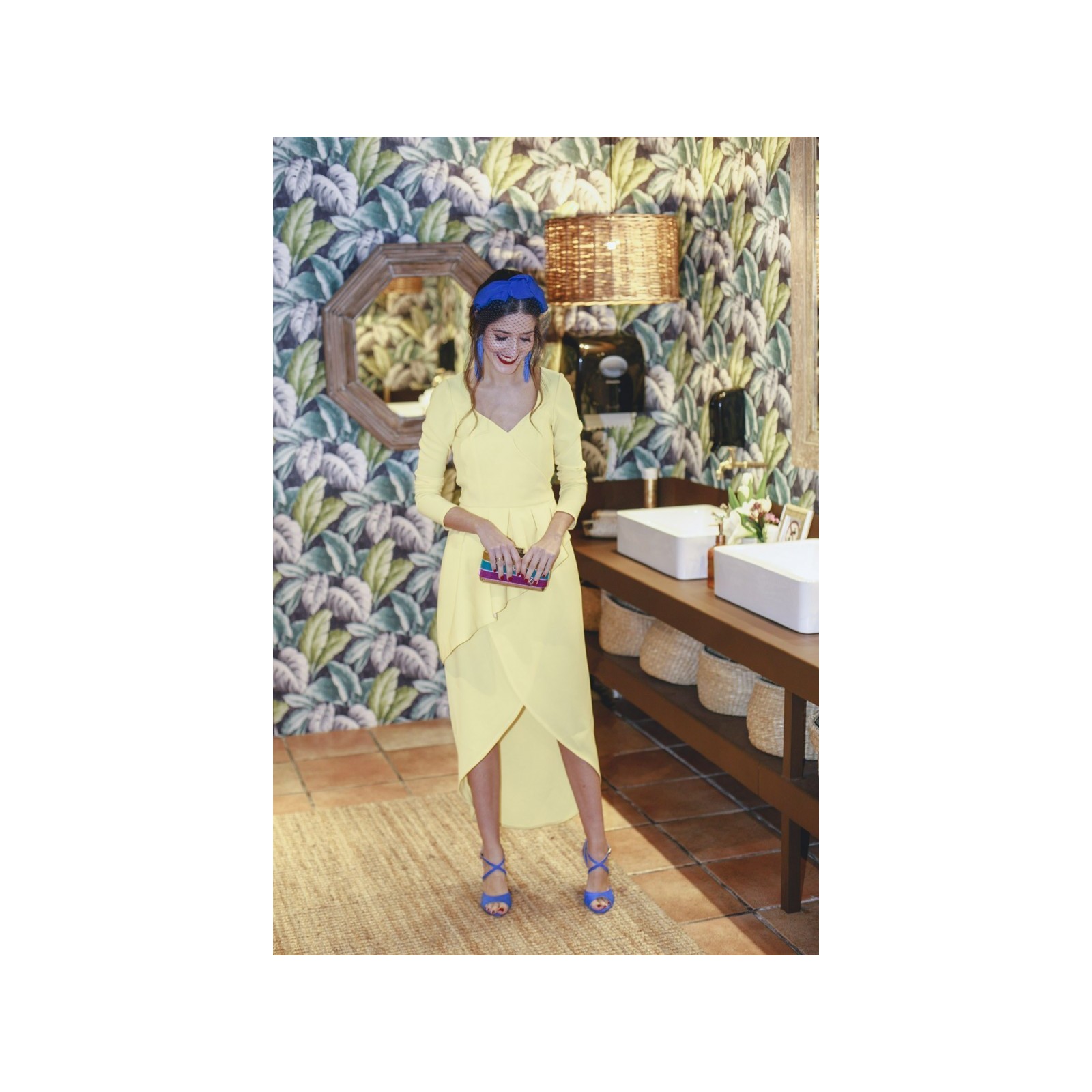 Vestido Midi Amarillo  Peplum Adrienne