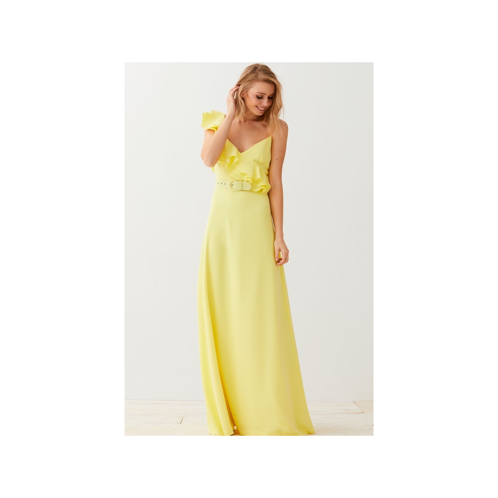 Cinturón Forrado Amarillo Hebillas