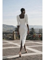 vestido brocado blanco con peplum manga francesa mama comunion o novia civil