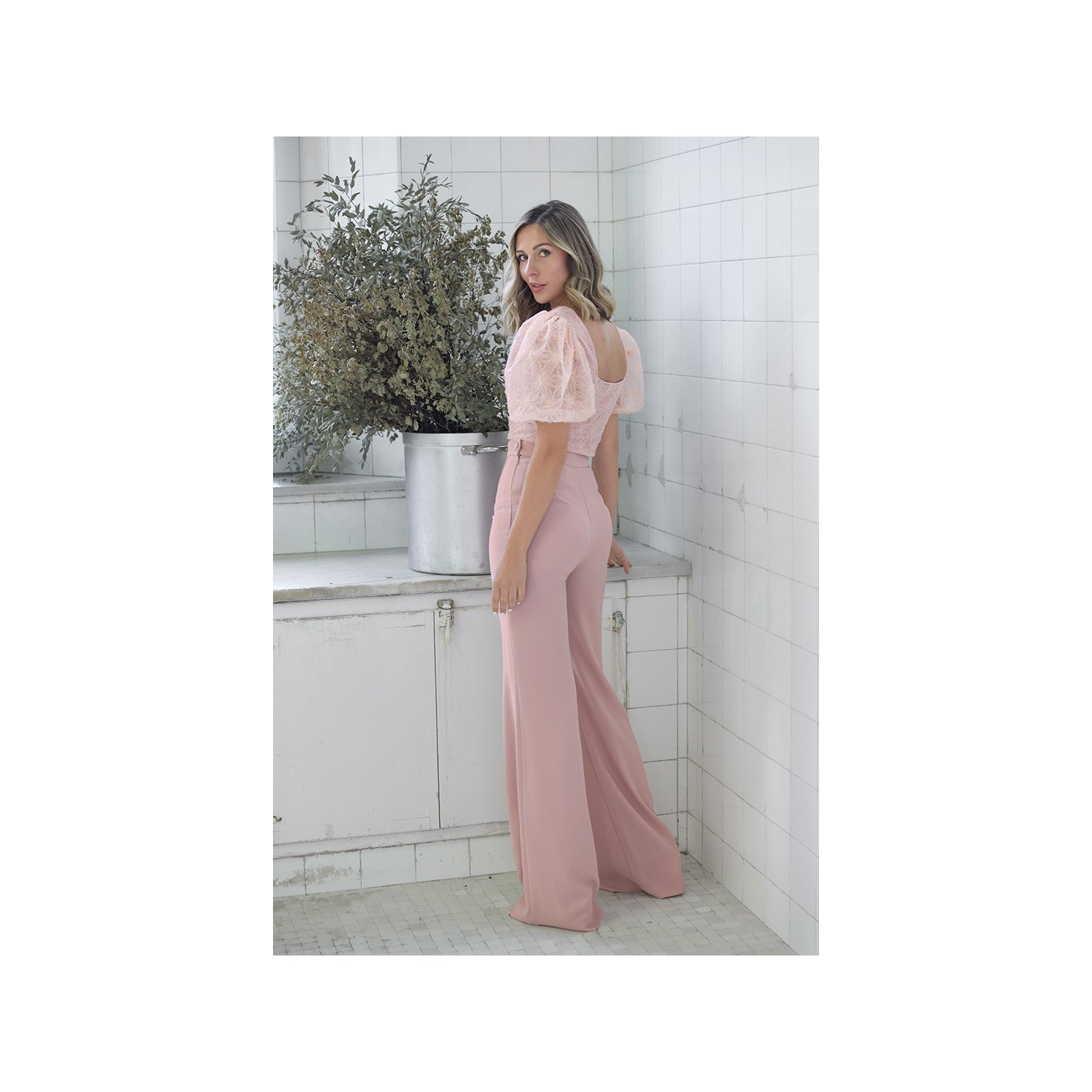 Pantalon palazzo rosa palo para invitadas