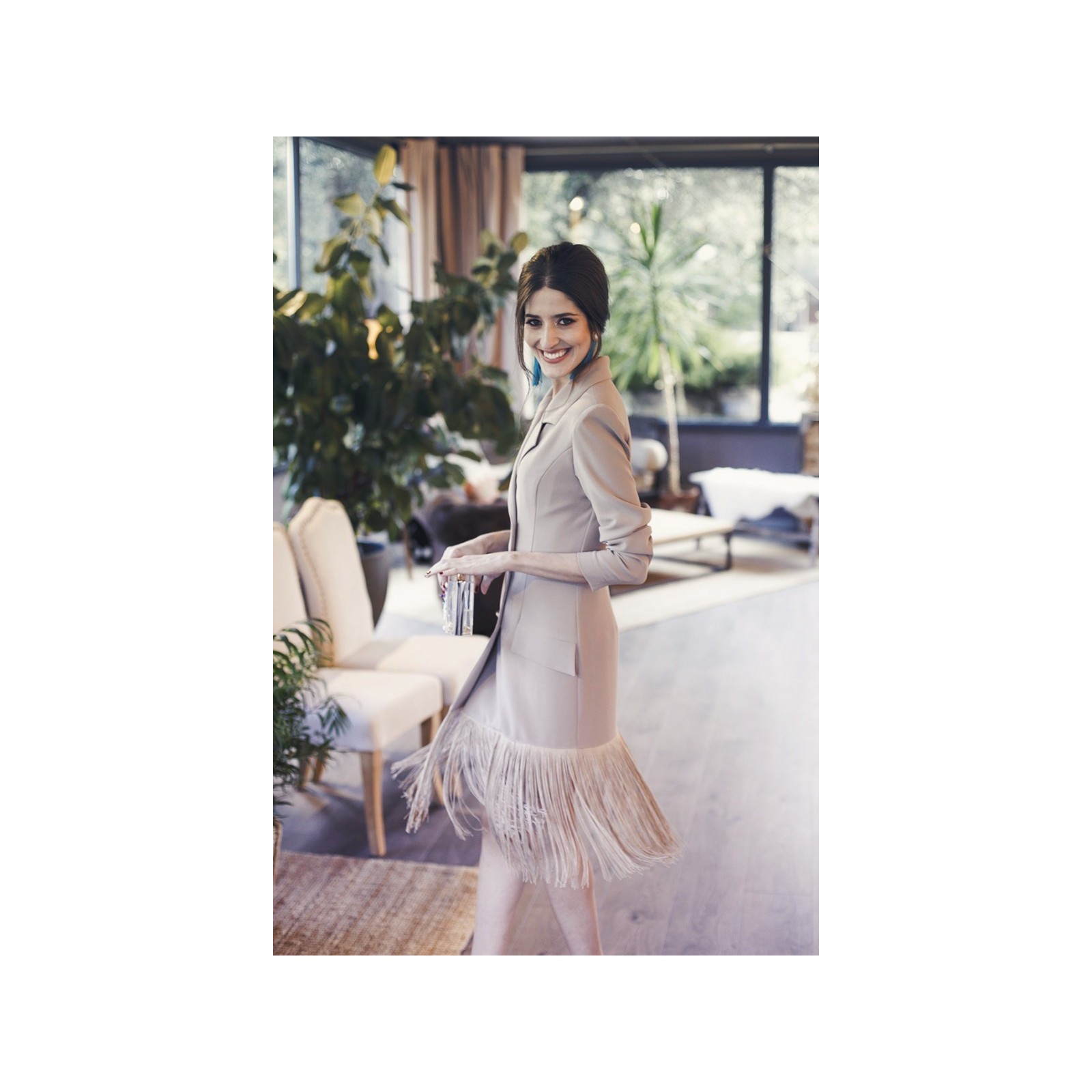 vestido corto esmoquin con flecos sybyl