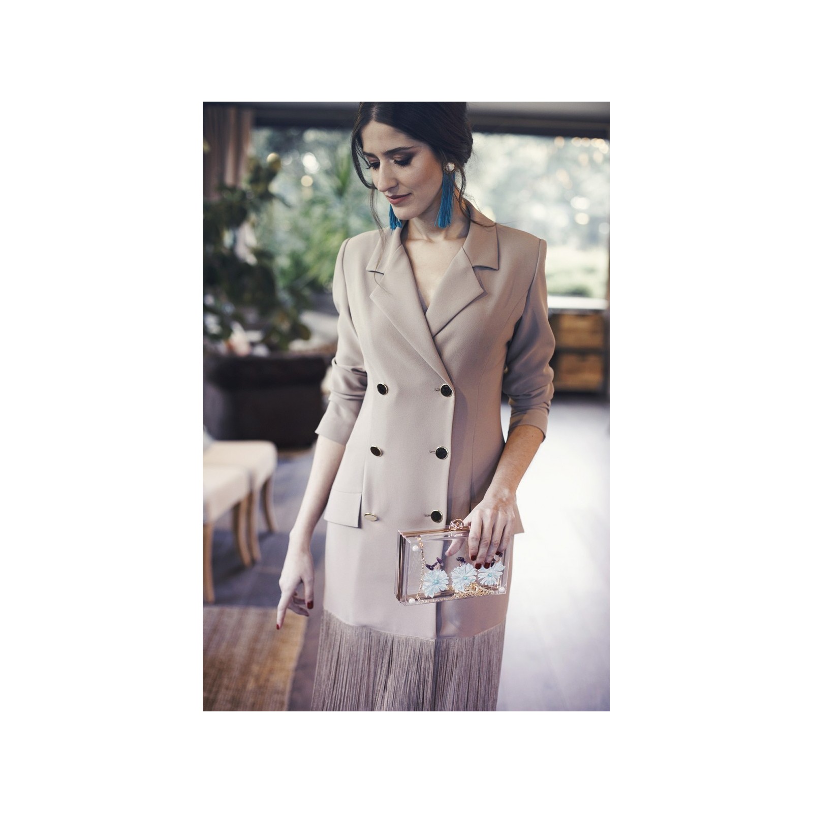 vestido corto esmoquin con flecos sybyl