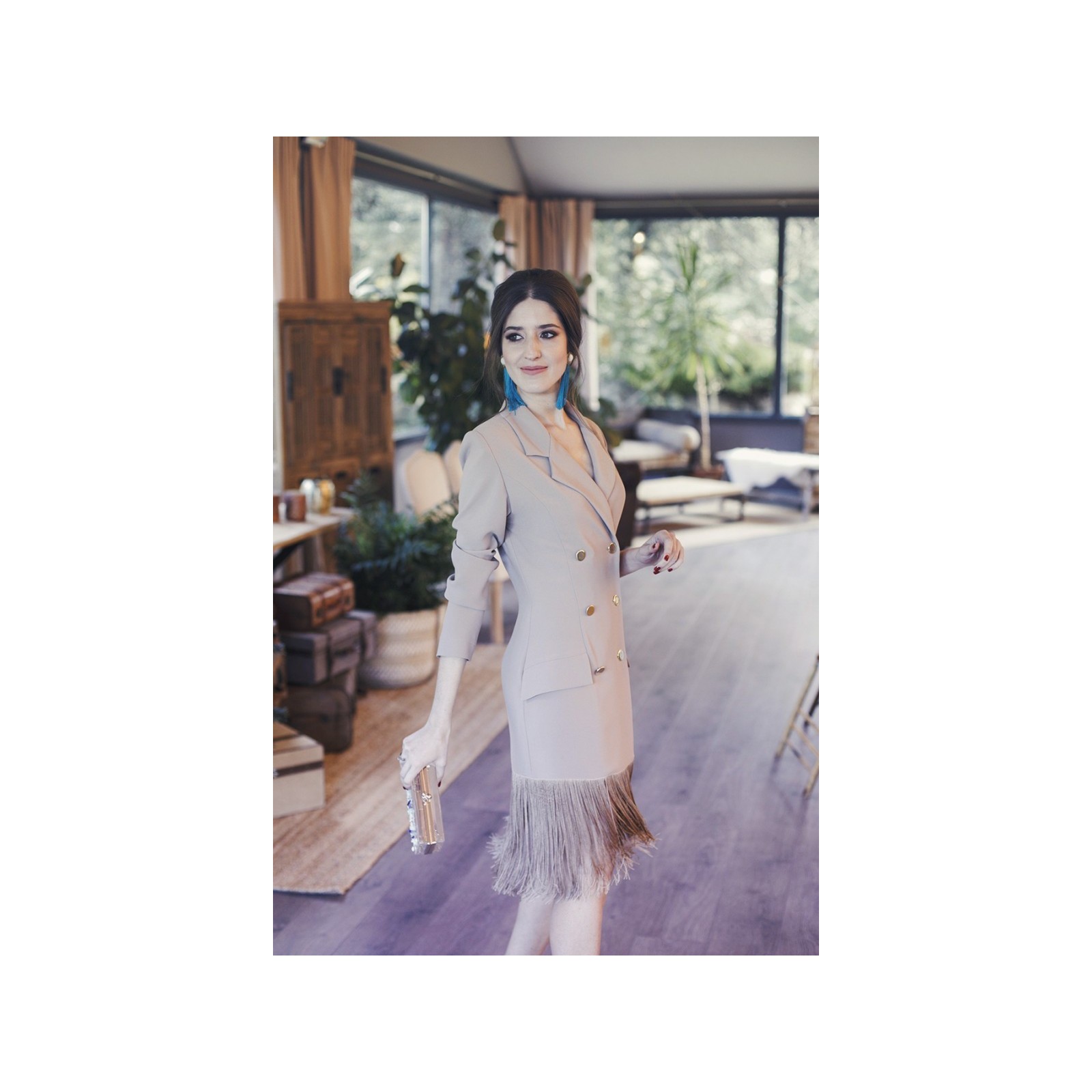vestido corto esmoquin con flecos sybyl