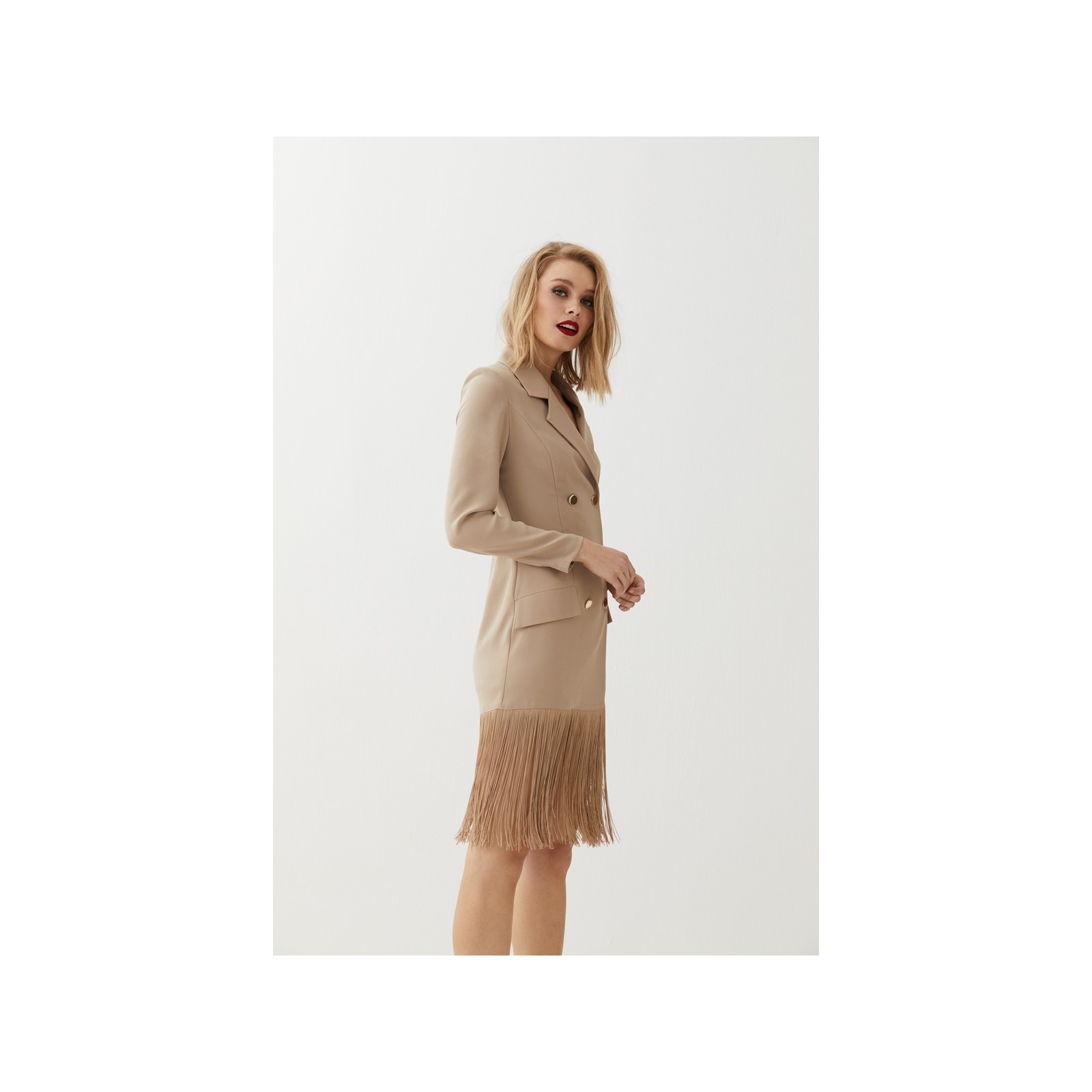 vestido corto esmoquin con flecos sybyl