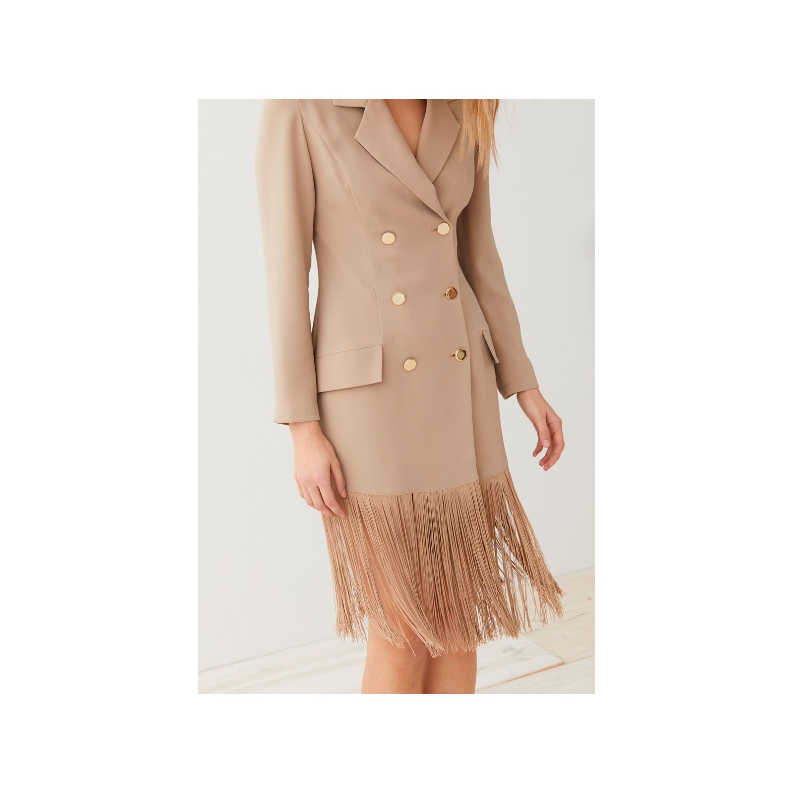 vestido corto esmoquin con flecos sybyl