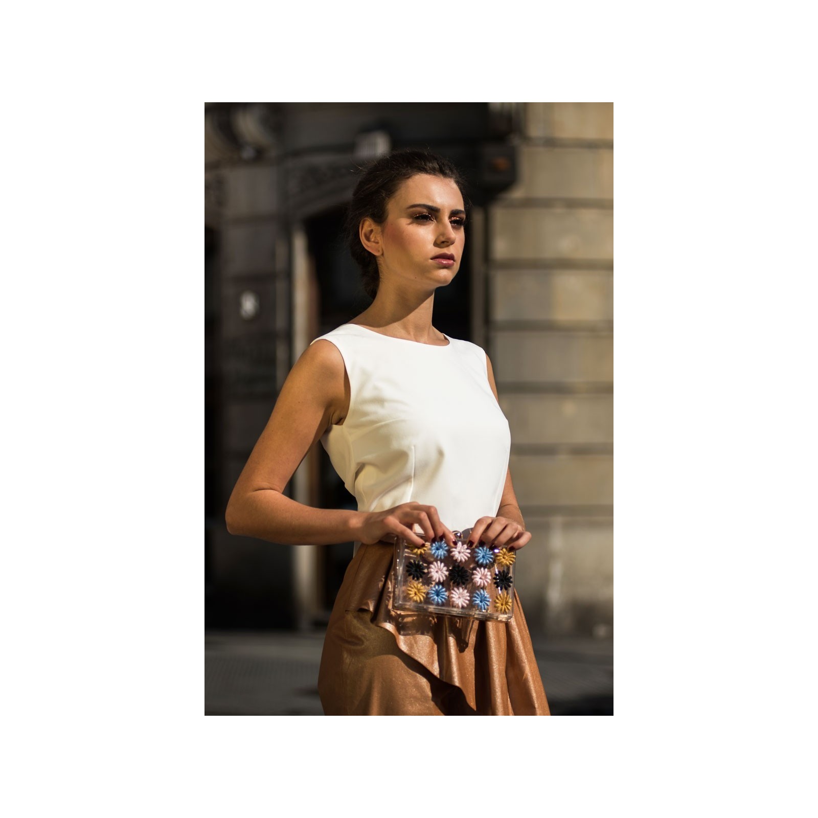clutch base metacrilato flores terciopelo