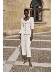 vestido brocado blanco con peplum manga francesa mama comunion o novia civil