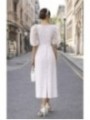 Vestido midi en plumetti blanco para mama de comunion o novia civil