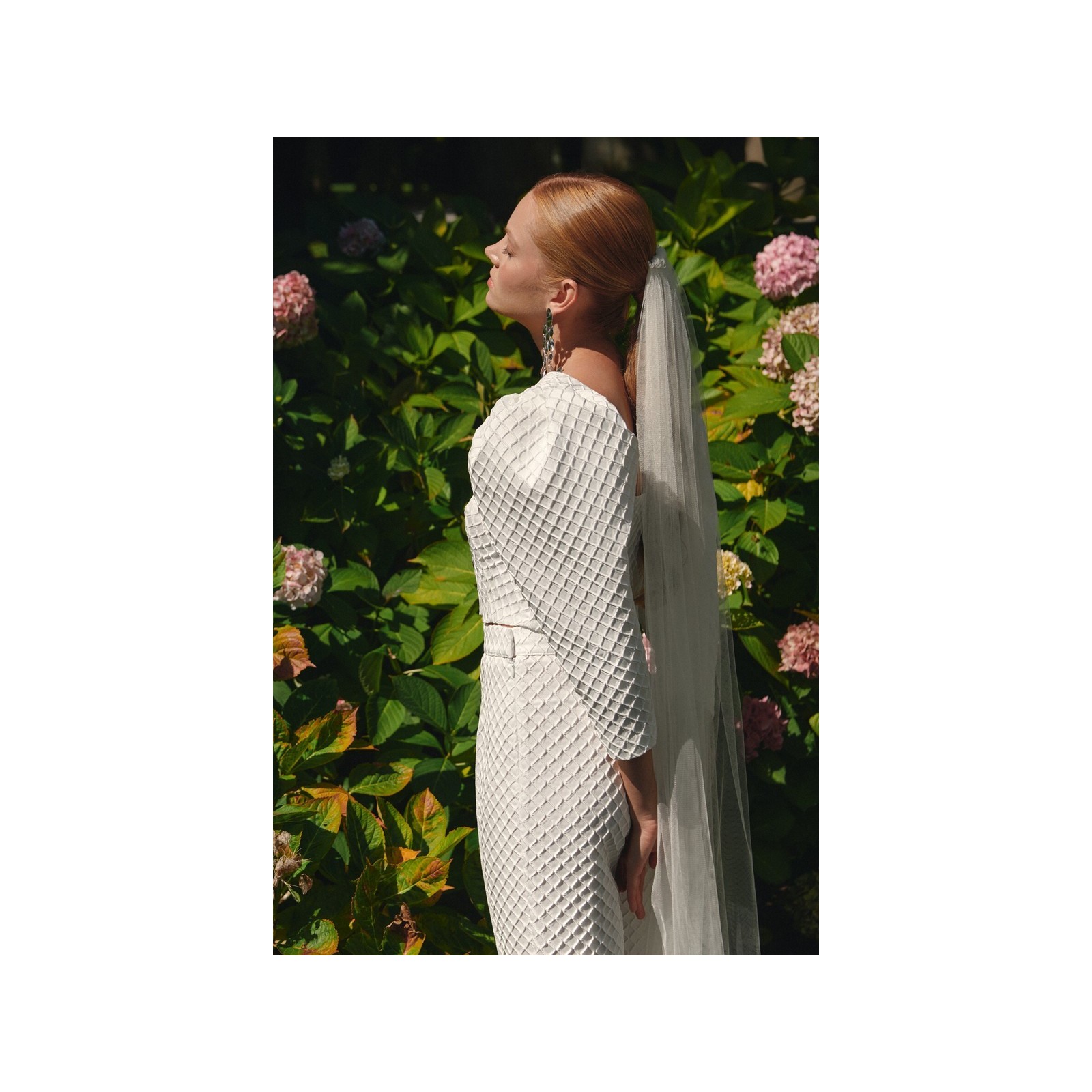Top joya brocado blanco geometrico escote corazon novia civil boda