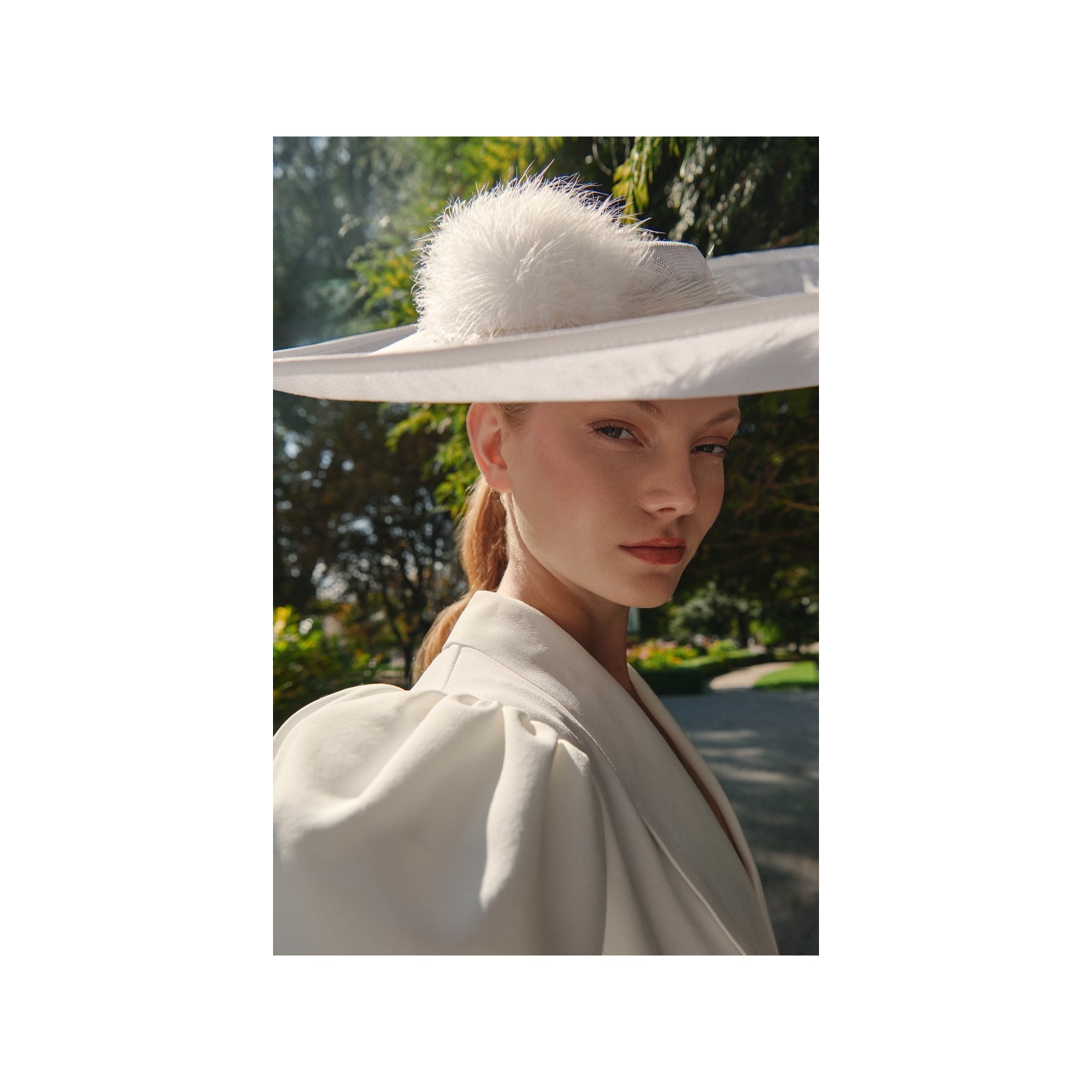 Chaqueta americana crepe blanco manga abullonada